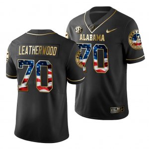 Men's Alabama Crimson Tide #70 Alex Leatherwood 2019 Stars and Stripes Black Golden Limited Edition NCAA College Football Jersey 2403KPEX3